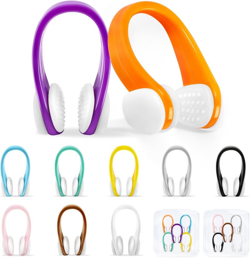 STSAIL Swimming Nose Clip - 10 Packs Silicone Swim Nose Plugs for Kids (Age 7+) and Adults,Waterproof Pool Nose Plugs for Diving Swimming and Other Water Sports with Storage Box,Multi-Color - Image 1